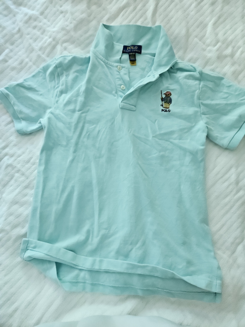 Polo by Ralph Lauren Light Blue Kids Polo Shirt with Embroidered Bear